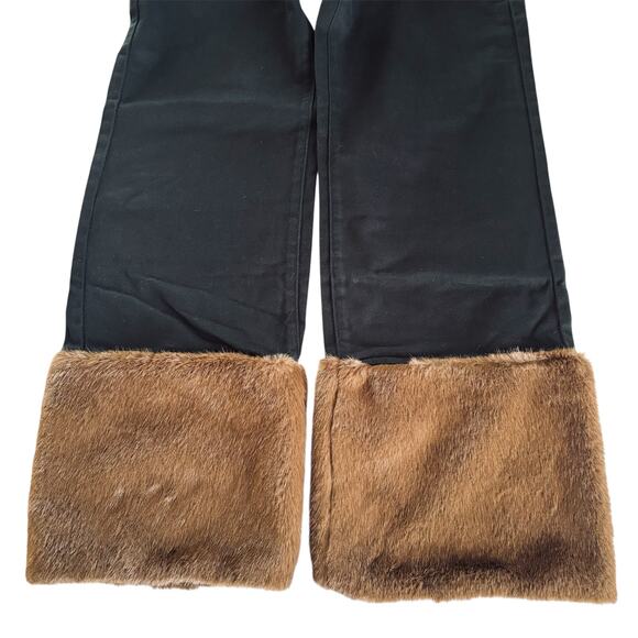 WeWoreWhat Revolve Retro Mobwife Faux Fur Straight Leg Black Jeans Size 25 NWT - Picture 6 of 10